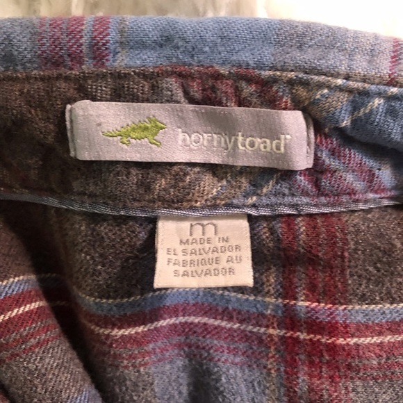Horny Toad Mens Medium Organic Cotton Plaid Flannel Shirt Button Up Pockets L/S - Picture 3 of 6